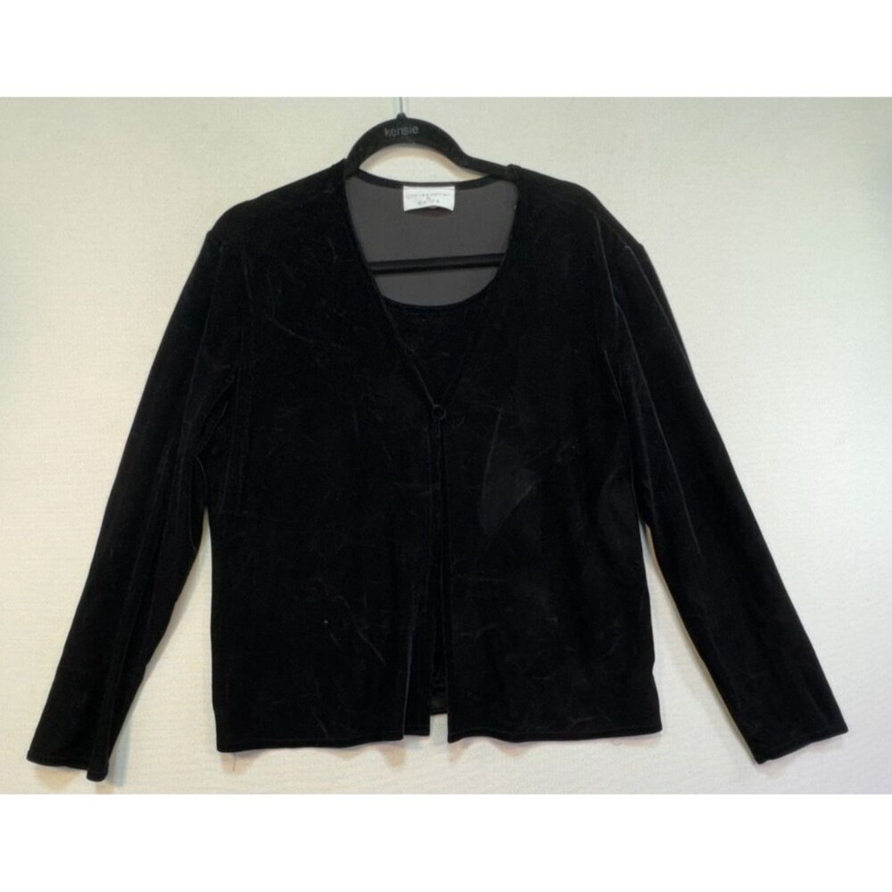 Christopher & Banks Womens Velvet Shell Top Shirt Blouse Size L Black